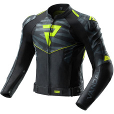 Rebelhorn VANDAL 2 BLACK GREY FLUO YELLOW LEATHER MOTORCYCLE JACKET