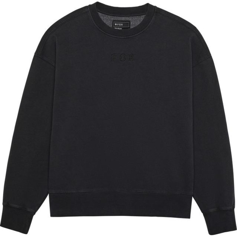 FOX WORDMARK OVERSIZED FLEECE CREW BLACK S SWEATSHIRT