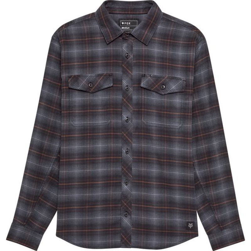 FOX SURVIVALIST STRETCH FLANNEL LONG SLEEVE SHIRT BLACK