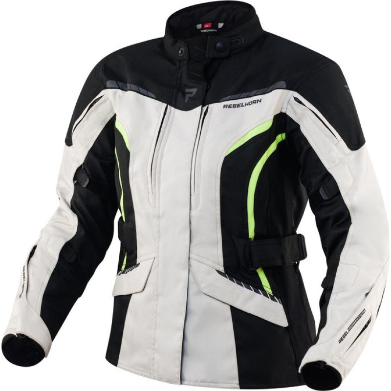 Rebelhorn HIKER 3 WOMEN BLACK GREY FLUO YELLOW TEXTILE MOTORCYCLE JACKET WXXS