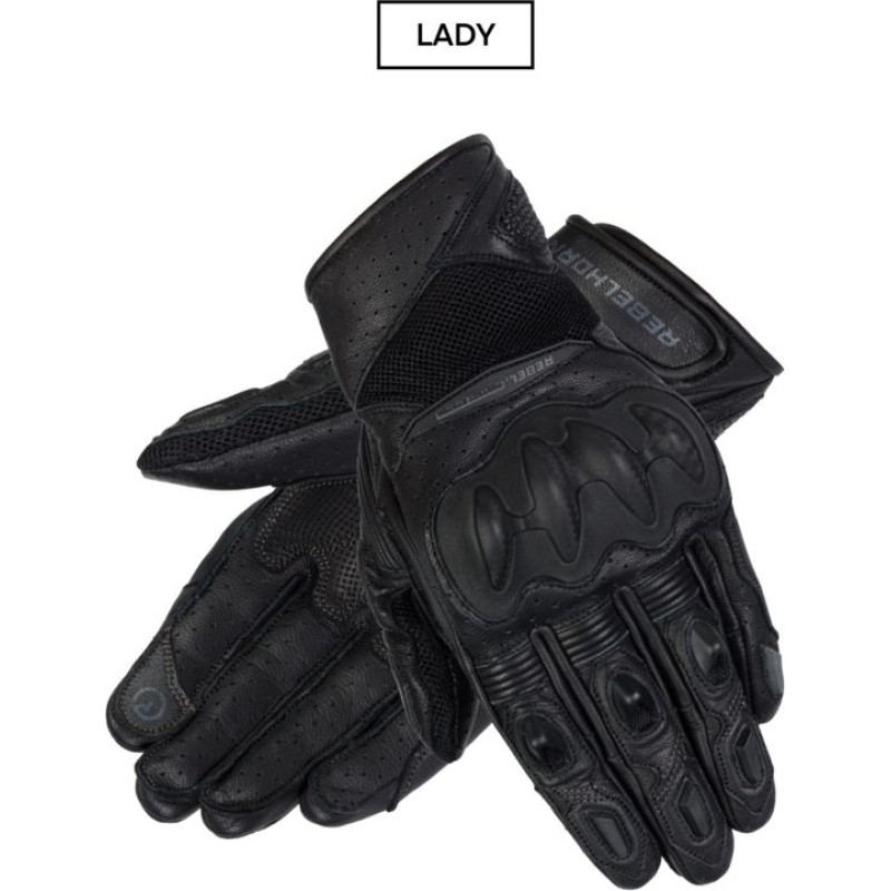 Rebelhorn FLUX 2 WOMEN BLACK MOTORCYCLE GLOVES WXS