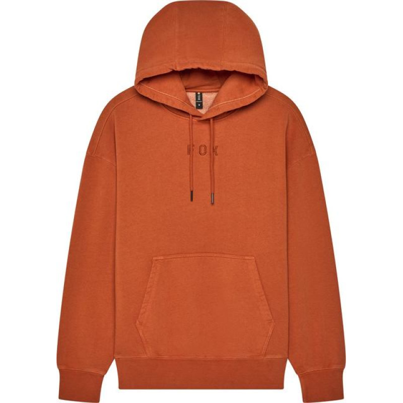 FOX HOODIE FOX FOX WORDMARK OVERSIZED FLEECE PO COGNAC