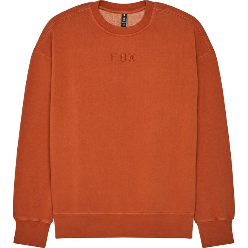 FOX HOODIE FOX WORDMARK OVERSIZED FLEECE CREW COGNAC