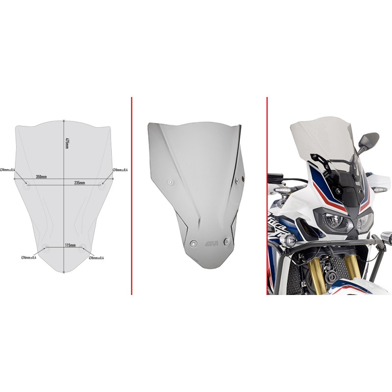 Givi Specific screen smoked 47.5 x 35 cm (H x W) CRF1000L Africa Twin (16)