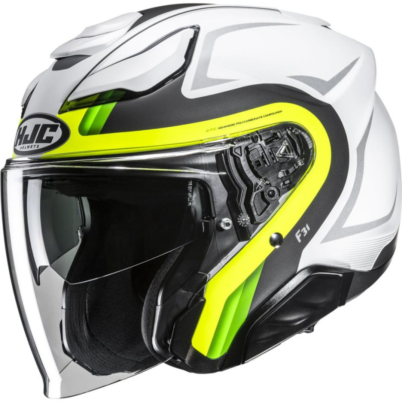 HJC Helmet F31 Bask Fluo Yellow/White MC3HSF
