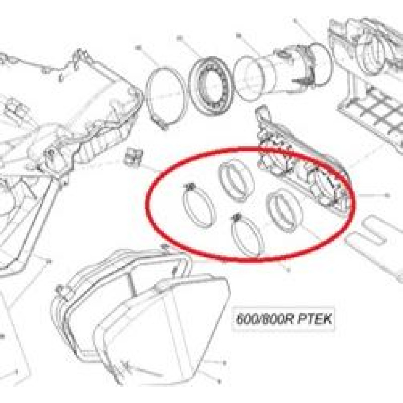 Sno-X Air intake adapter Ski-Doo 600/800 Ptek