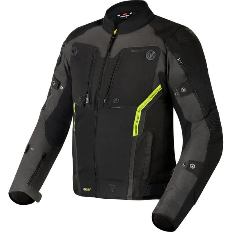Rebelhorn BORG BLACK DARK GREY FLUO YELLOW TEXTILE MOTORCYCLE JACKET