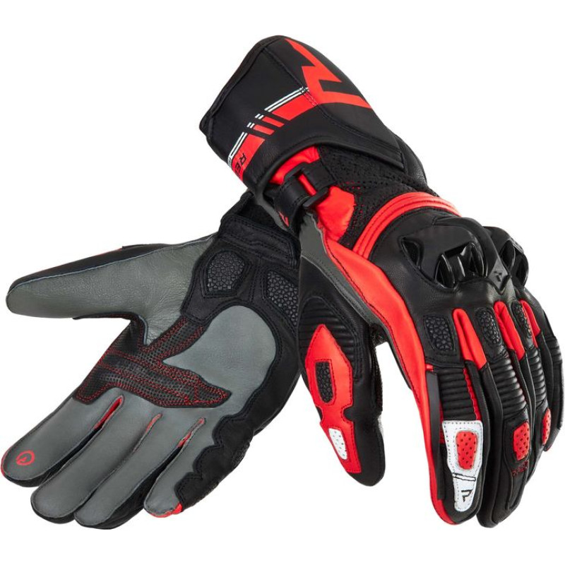Rebelhorn ST LONG BLACK GREY FLUO RED MOTORCYCLE GLOVES