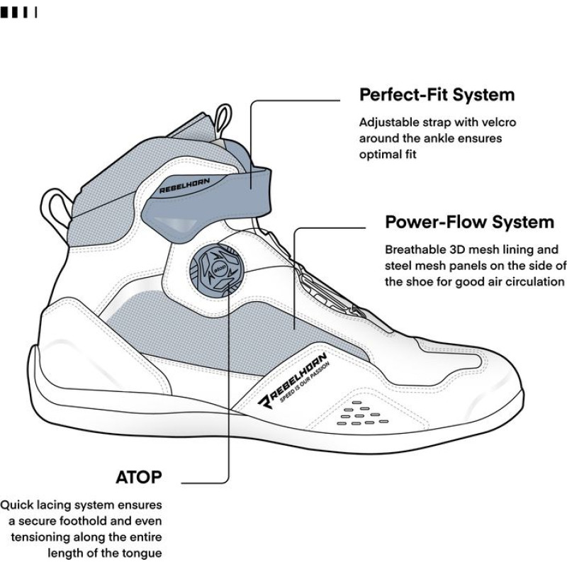 Rebelhorn SPARK 2 BLACK RED MOTORCYCLE BOOTS