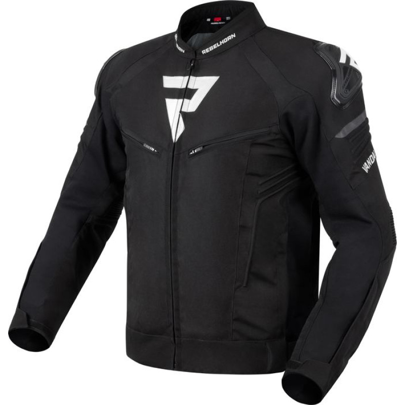 Rebelhorn VANDAL BLACK WHITE TEXTILE MOTORCYCLE JACKET