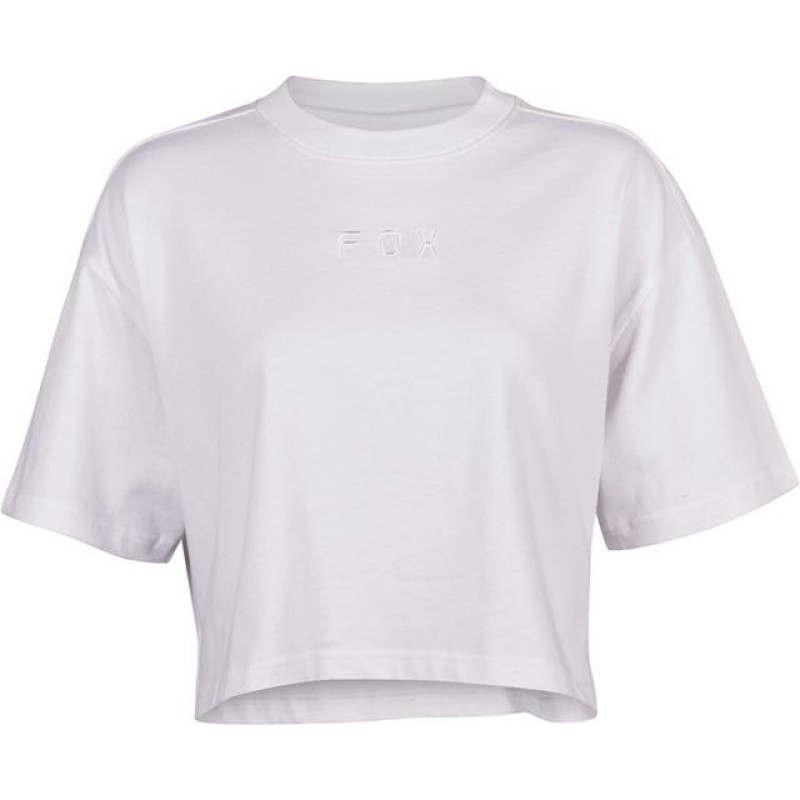 FOX W Wordmark Os Crop Tee White